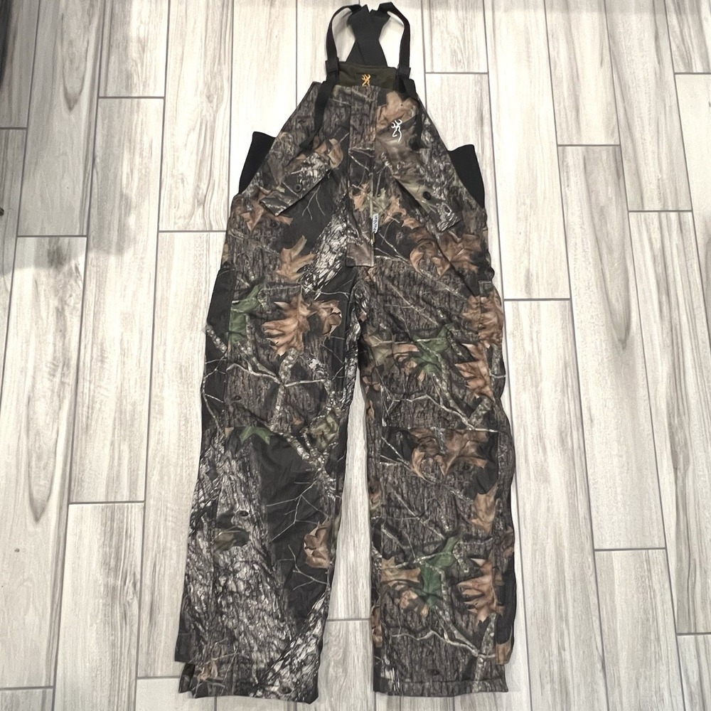 Browning Hunting Bibs Mens Large Camo Excellent Pre-Vent Insulated Overalls